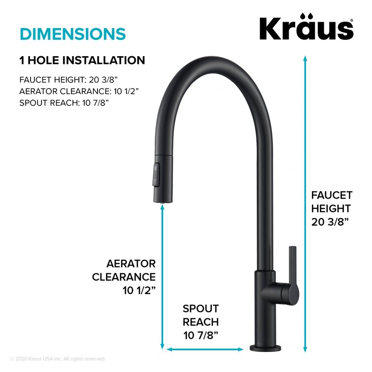 Kraus Oletto Pull Down Single Handle Kitchen Faucet with 